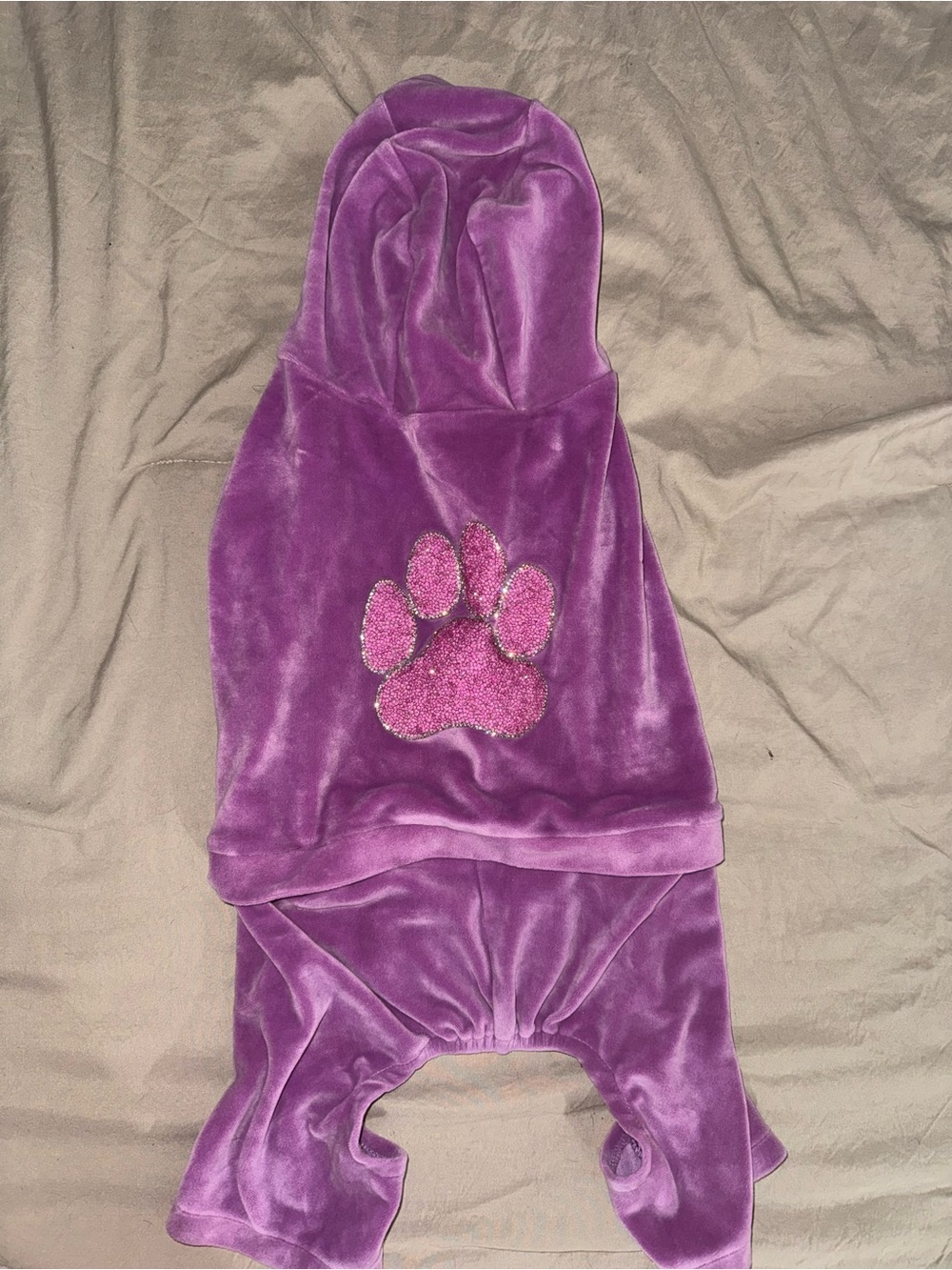 Velvet Purple Pet Hoodie with Sparkle Paw